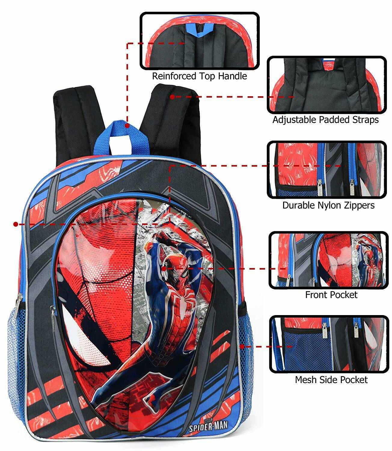 Details about   Marvel Kids Spiderman Backpack with Molded Eva Front 