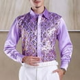 thumbnail image 4 of Fengactive Men's Sequins Stage Dress Shirt Long Sleeve Button Down Lapel Shirt Luxury Disco Party Club Suit, 4 of 4
