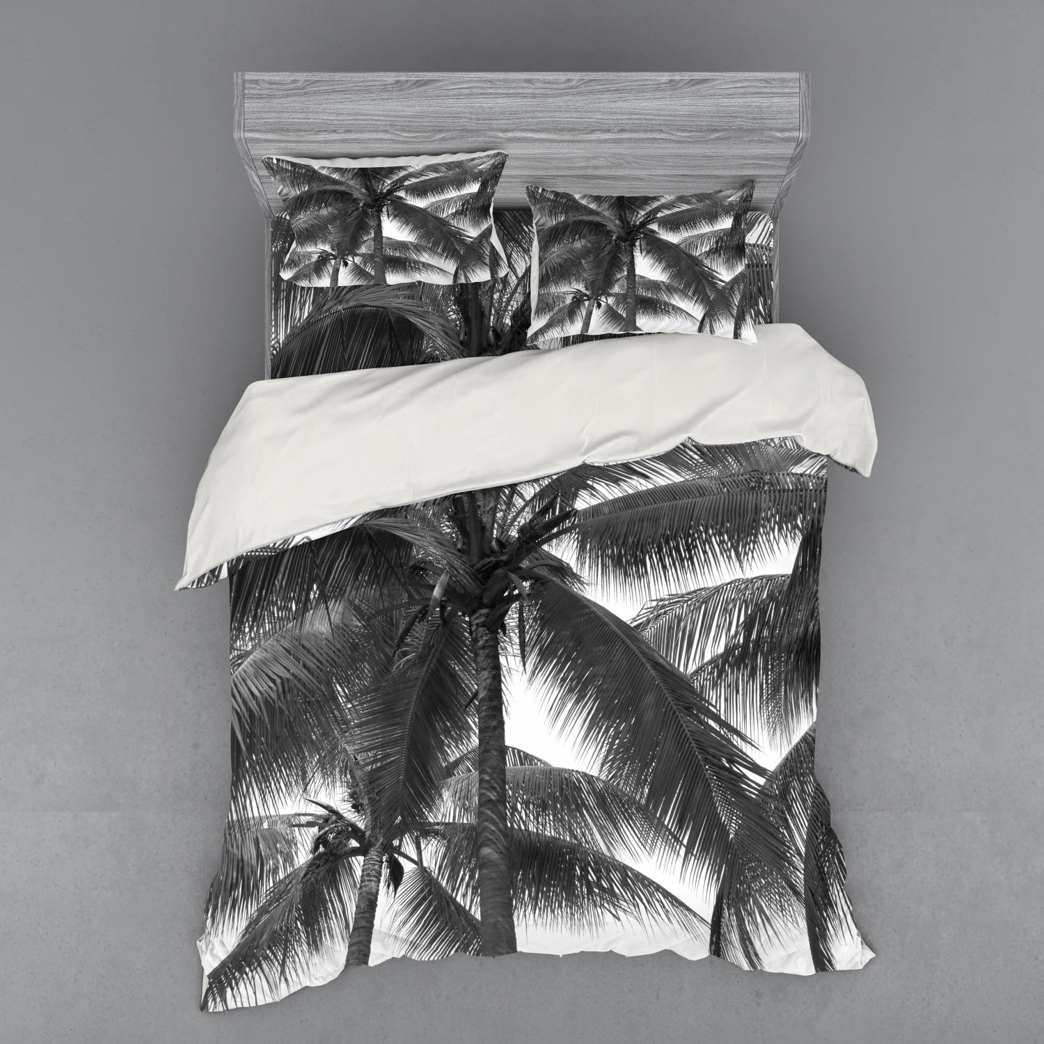 Palm Tree Duvet Cover Set Palm Tree Silhouette Exotic Plant On