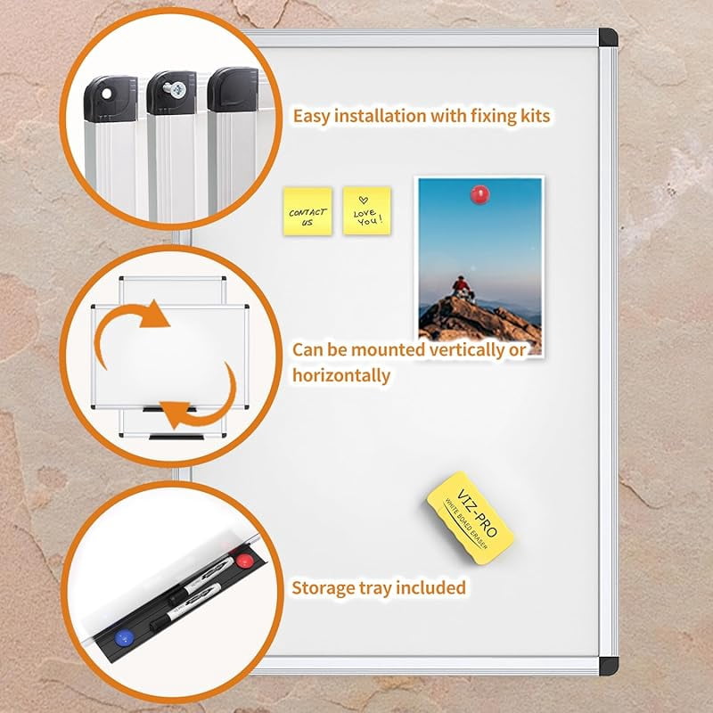 Magnetic Foldable Whiteboard, 48 x 36 Inches, Dry Erase Wall Mounted Board for School Office and Home