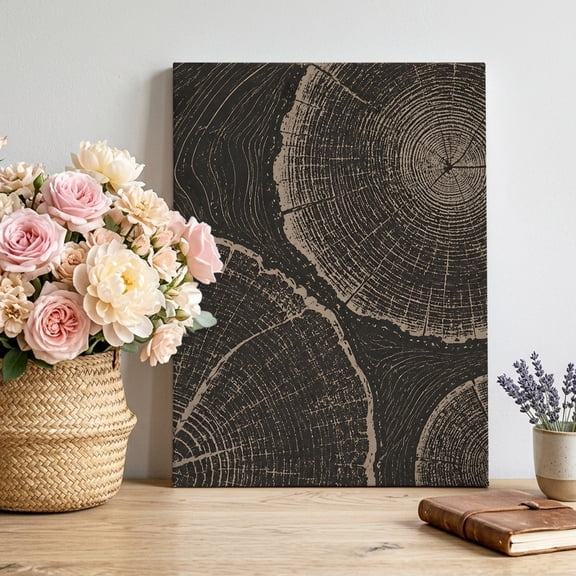 Canvas Wall Art, Farmhouse Wood Grain Framed Canvas Prints for Living Room Bedroom, Black Vintage Chic Abstract Texture Large Gallery Wrapped Wall Decor for Home Office, Gifts, 16"x20" Ship Next Day