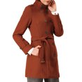 thumbnail image 4 of Unique Bargains Women's Stand Collar Double Breasted Slant Pockets Outwear Coat, 4 of 4