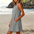 thumbnail image 7 of Lenpel Plaid Knee Length Dresses for Women Square Neck Sleeveless Tank Dresses with Pockets Loose Fit Fashion Beach Vacation Dresses, 7 of 7