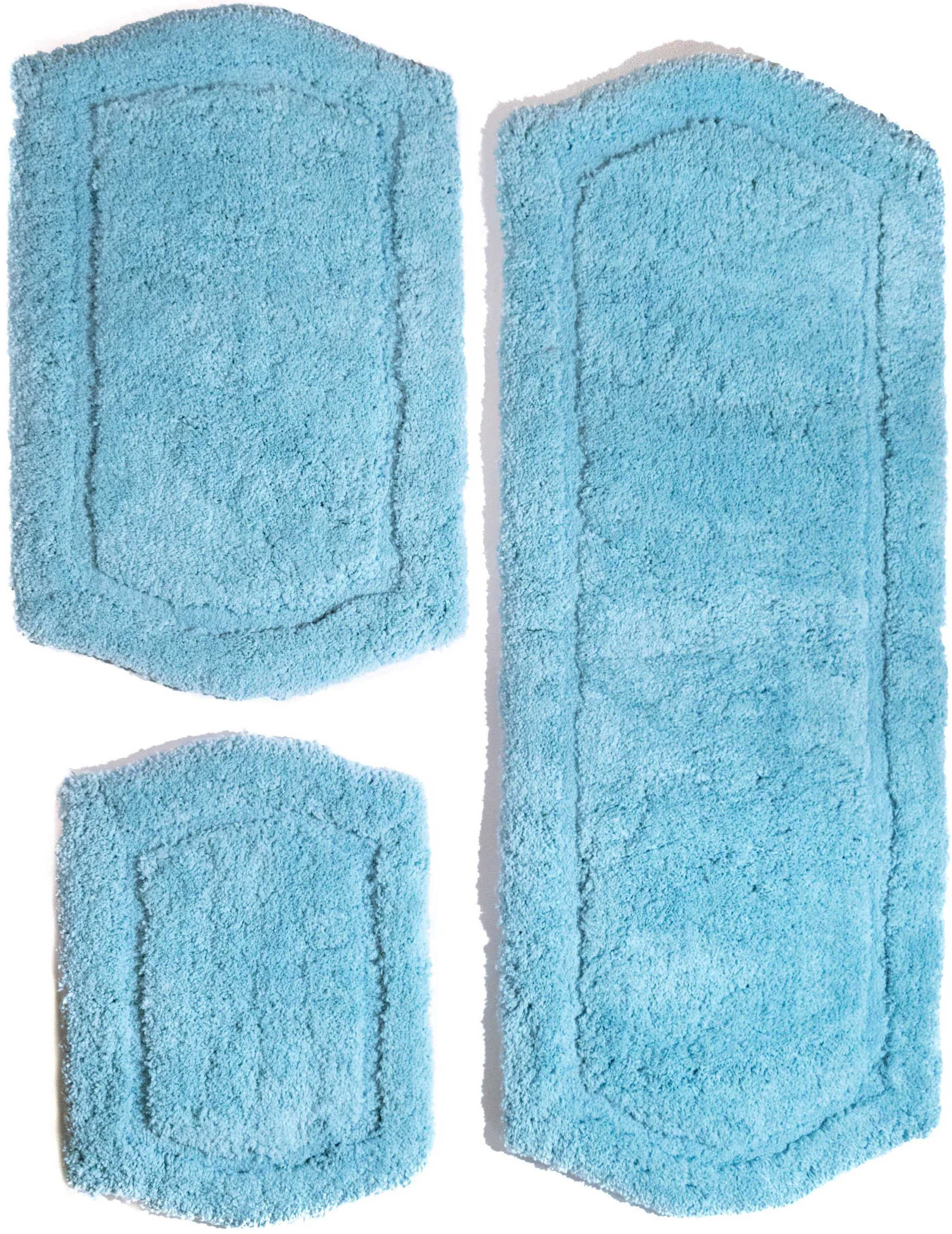 Chesapeake Paradise 3 Pc. Memory Foam Spa Blue Bath Rug Set (22"x60