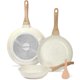 thumbnail image 1 of ESLITE LIFE - Juego de sartenes de cerámica antiadherentes, no tóxicas, para tortillas de huevo, compatibles con todo tipo de cocinas (gas, eléctricas e inducción), sin PTFE ni PFOA (blancas), 1 of 5
