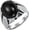 Silver Black, variant on Unisex Stainless Steel Vintage Classic Punk Crack Pattern Simple Flower Shaped Oval Gemstone Signet Ring Comfort Fit