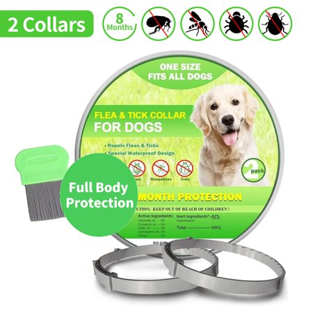 Cadorabo Flea Collar for Dogs, Dog Flea Collar 8 Months Protection, Flea and Tick Collar for Dogs Small to Large Size with Comb,Flea Prevention for Dogs 2 Pack