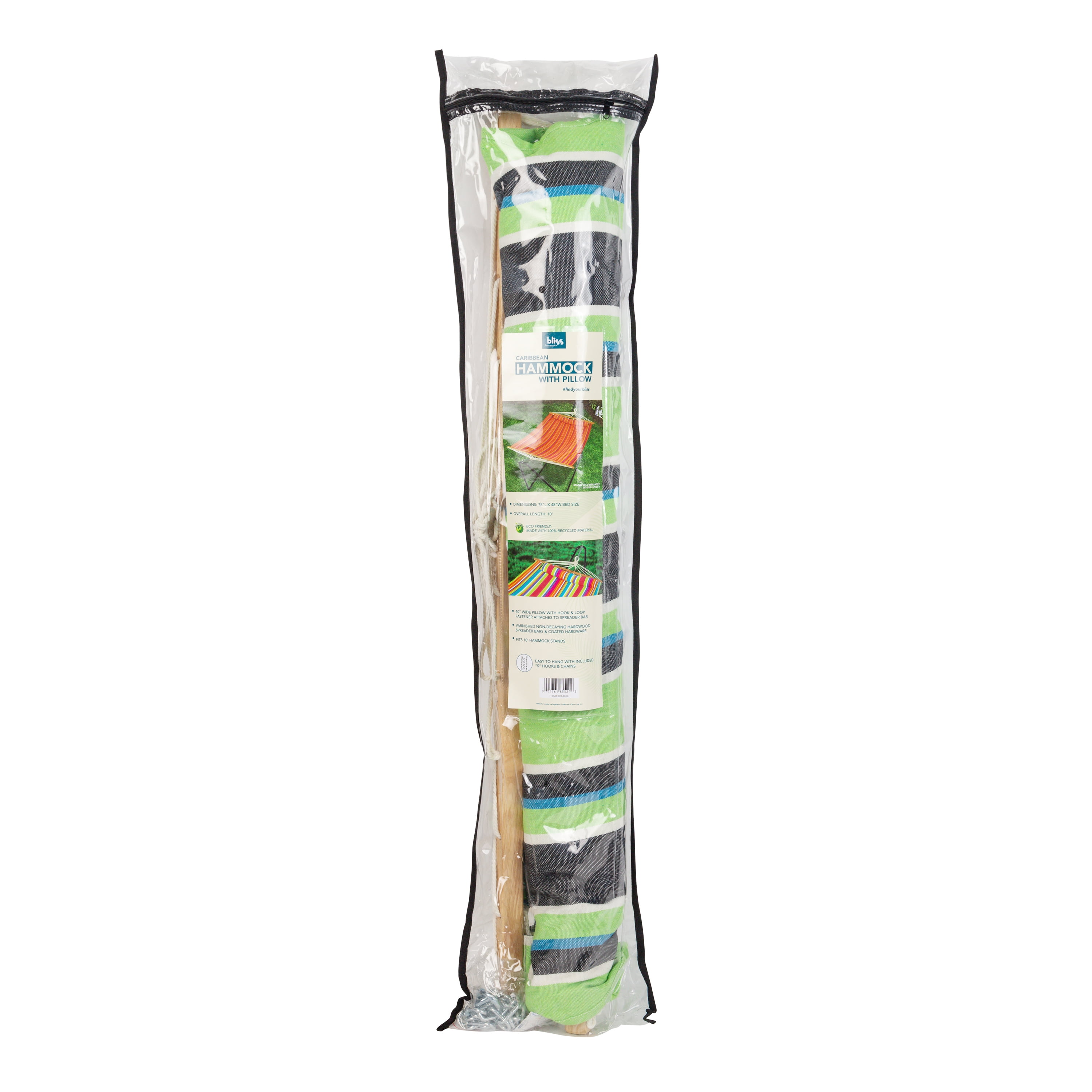 Bliss Hammocks Caribbean Hammock w/ Pillow - Green , Size 80" L x 48" W