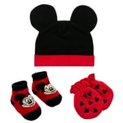 Disney Newborn Baby Hat Cap, Mittens, and Bootie Take Me Home Set, Mickey, Baby Shark, Winnie-the-Pooh Baby Gifts for Ages 0-3 Months