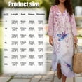 thumbnail image 6 of DISNIMO Dragonfly Flower Print Women's Casual Maxi Dresses Loose V Neck Dress Vacation 3/4 Sleeve Midi Dress Fashion Linen-Like Dresses, XL, 6 of 6