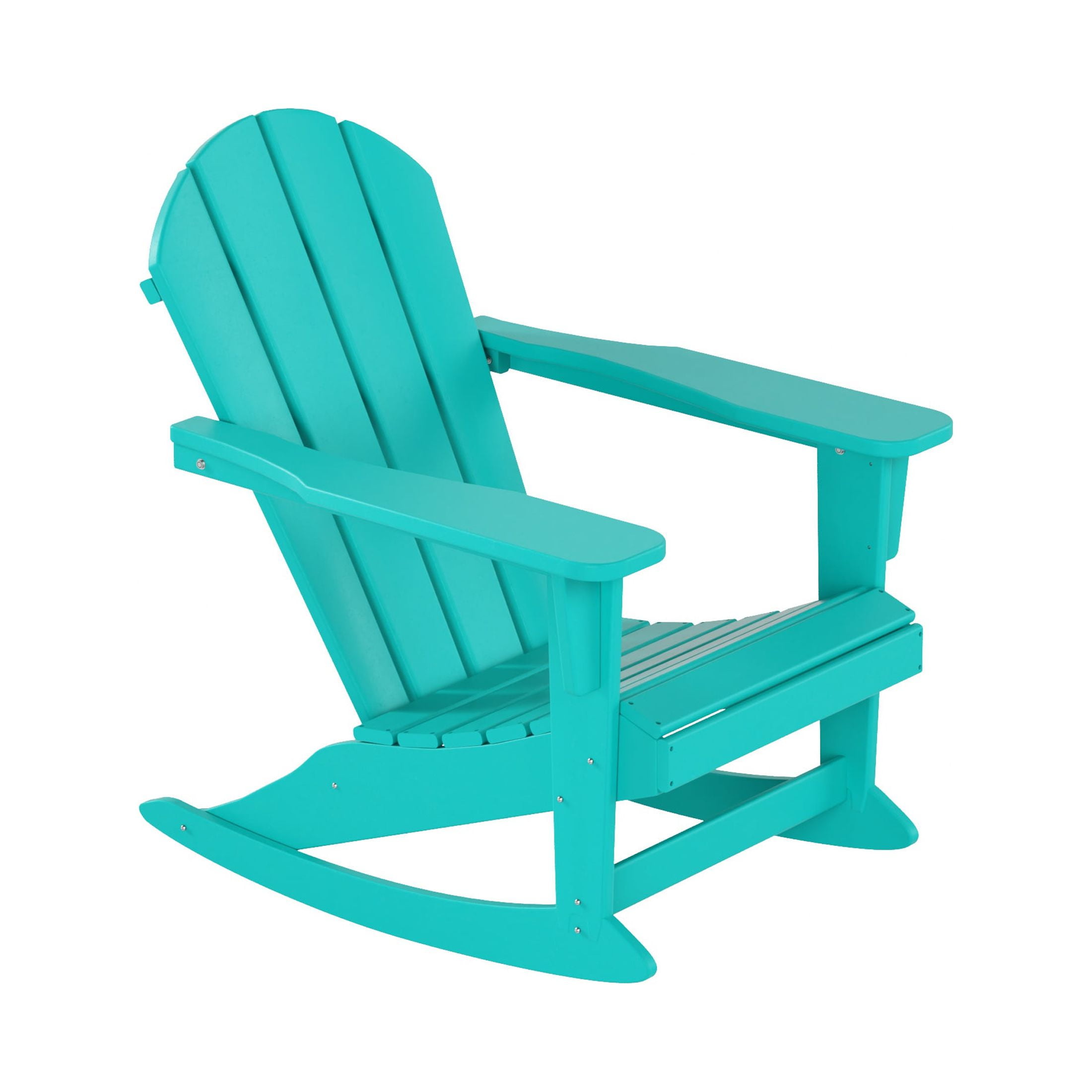 GARDEN 2-Piece Set Plastic Outdoor Rocking Chair with Square Side Table Included, Turquoise