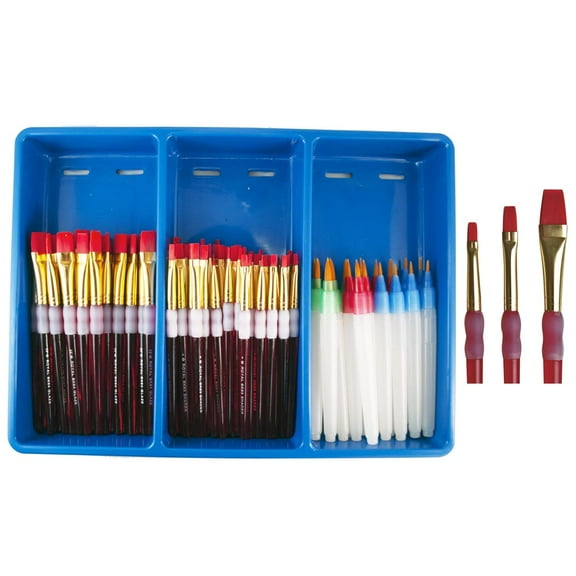 Royal Big Kids Choice Flat Brush and Apron Pack, Set of 72 Brushes