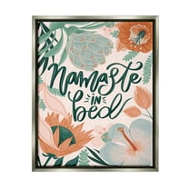 Stupell Industries Namaste In Bed Floral Botanical & Floral Painting Gray Floater Framed Art Print Wall Art, 25 x 31