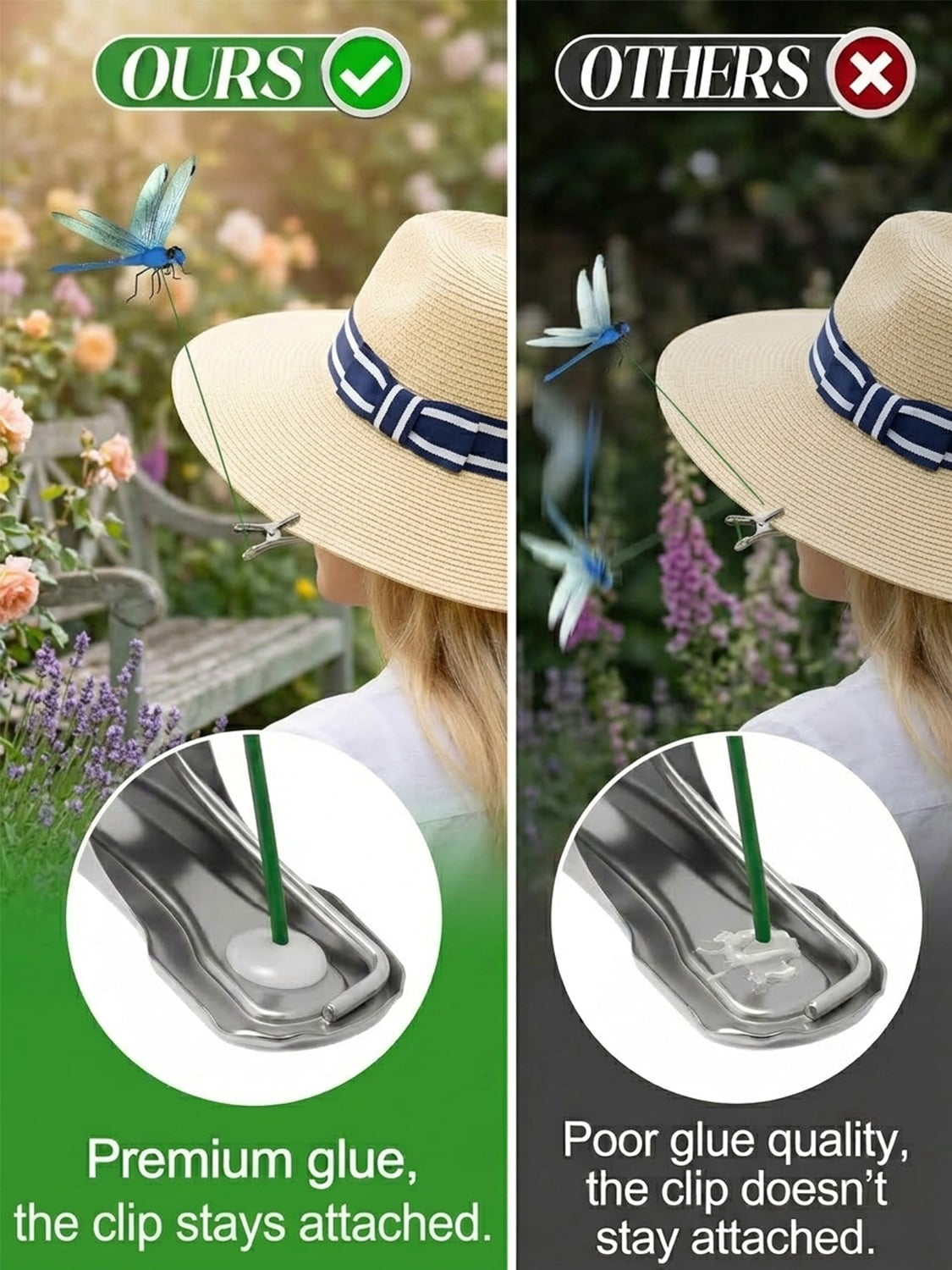 Dragon Fly Clips For Bugs Repellent Dragonfly Clip Bug Repellent To Keep Away Artificial Fake 3D Dragonflies With Clip On For Hat Outdoor Garden Yard Patio Plastic Decorative