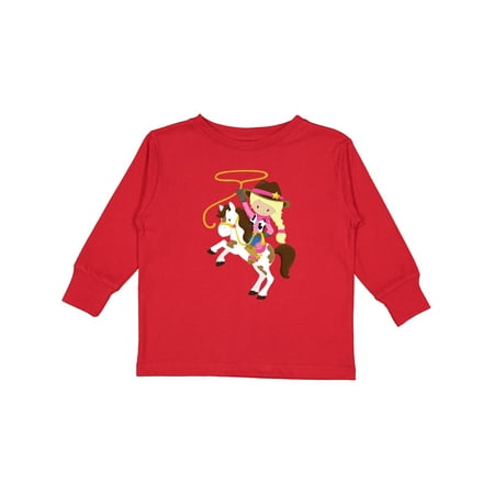 

Inktastic Cowgirl Sheriff Horse Lasso Blonde Hair Gift Toddler Toddler Girl Long Sleeve T-Shirt