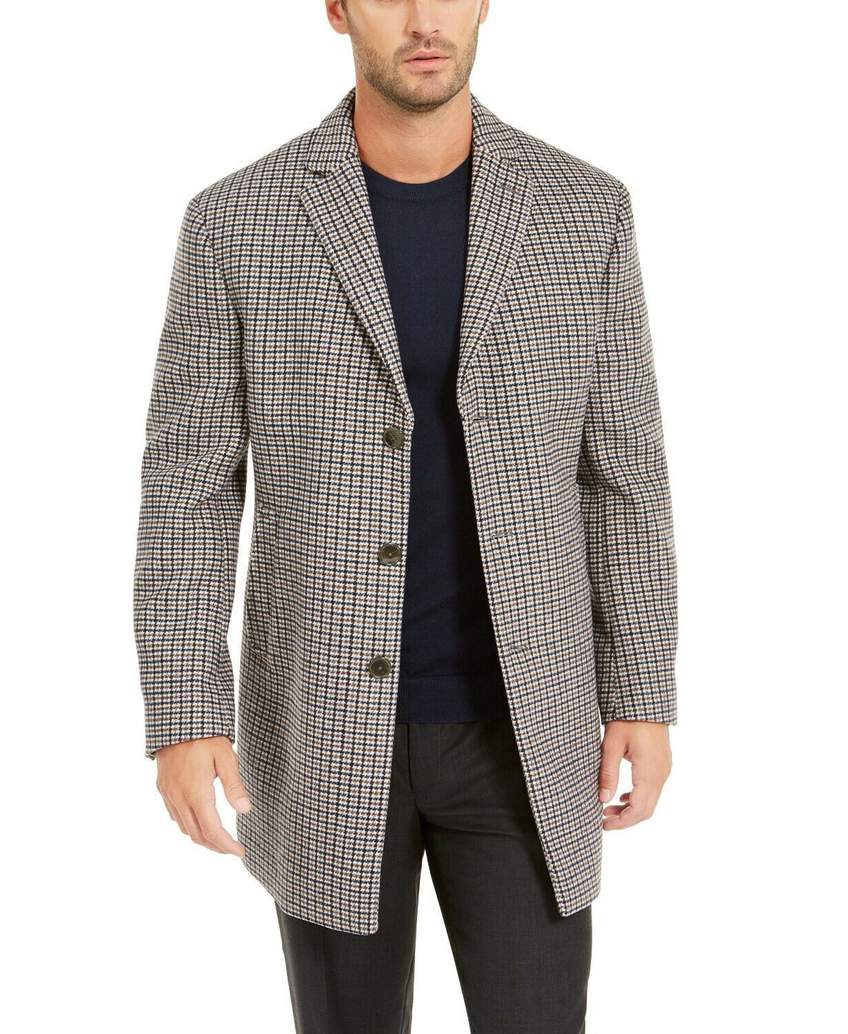 Calvin Klein Prosper X-Fit Slim Wool-Blend Overcoat Houndstooth-48 Reg -  Walmart.com