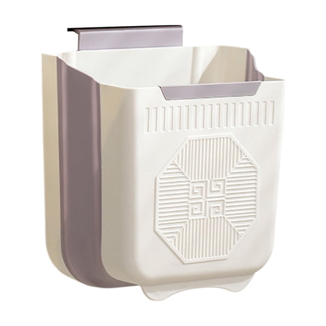 Wall Mounted Foldable Trash Can, Hanging Plastic Telescopic Storage Bin for Kitchen Bathroom, Space Saving Punch Free Install