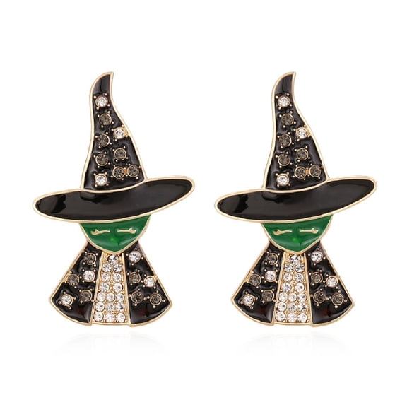 LongcreekX Witch Statement Earrings for Women, Black Witch Hat Stud Earrings, Halloween Witch Earrings Hypoallergenic, Cute Witch Earrings Studs, Witch Head Ear Studs, Halloween Funny Earrings