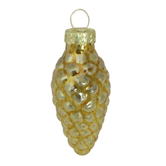 Whitehurst 56ct Gold Shiny Finish Glass Christmas Pinecone Ornaments - 1.75" (45mm)