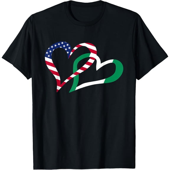Love Heart Nigeria Africa African USA Americans Flag Colors T-Shirt
