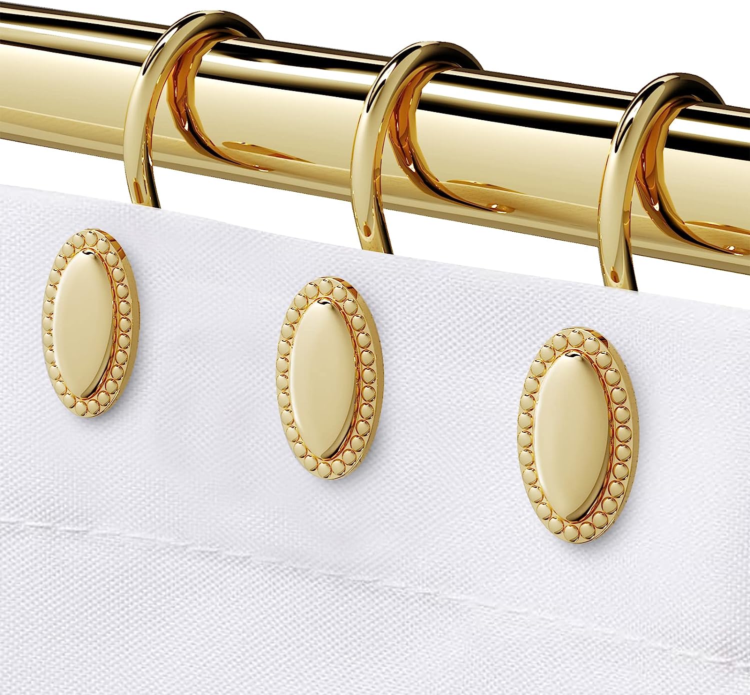 Gold Shower Curtain Hooks Rings. Decorative Shower Curtain Rings. Rust