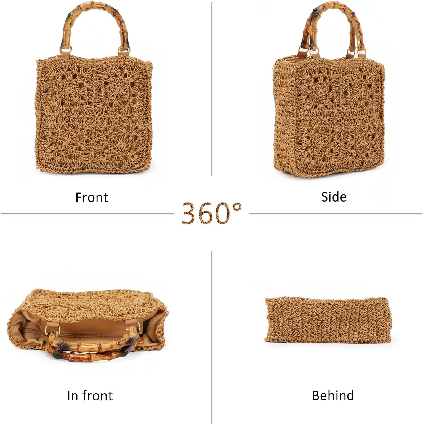 LinYooLi Straw Purse Tote Handbags Rattan Woven Beach Clutch Bag for Women Beach Summer Travel