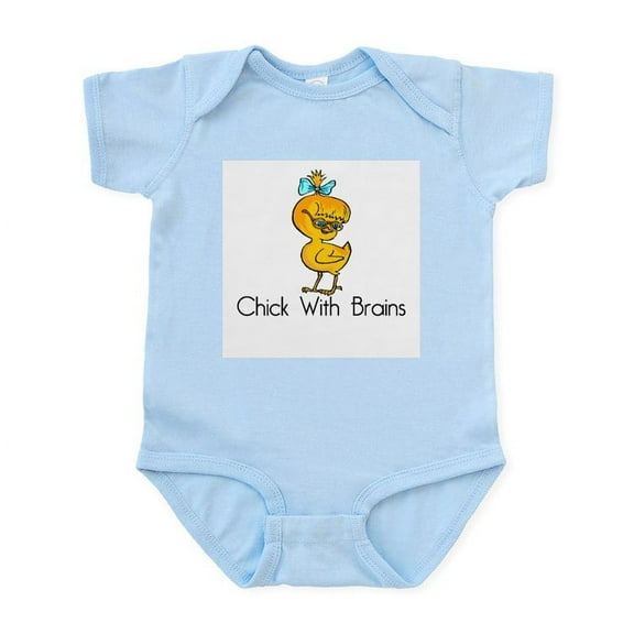 CafePress - Chick With Brains Infant Bodysuit - Baby Light Bodysuit, Size Newborn - 24 Months