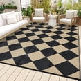 thumbnail image 3 of Nanan 8x10 Waterproof Outdoor Rug, Classic Checkered Pattern, All-Weather Patio Mat, UV Resistant, Stain Resistant, Easy Clean Plastic Rug for Yard, Deck, Balcony, Camping,Black Coffee, 3 of 8