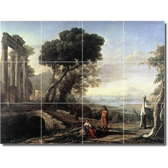 Ceramic Tile Mural-Claude Lorrain Historical 23. 17" w x 12.75" h using (12) 4.25 x 4.25 ceramic tiles