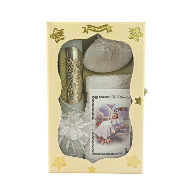 Kit de Vela Bautizo SMK CEREMONIAS AMB-02 Madera Amarilla Blanco
