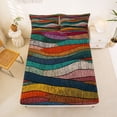 thumbnail image 5 of jejeloiu Bold Abstract Queen Sheets For Men Women,Dynamic Striped Queen Sheet Sets,Vivid Multicolor,4 Pieces,1 Flat Sheet, 1 Fitted Sheet and 2 Pillowcases, 5 of 6
