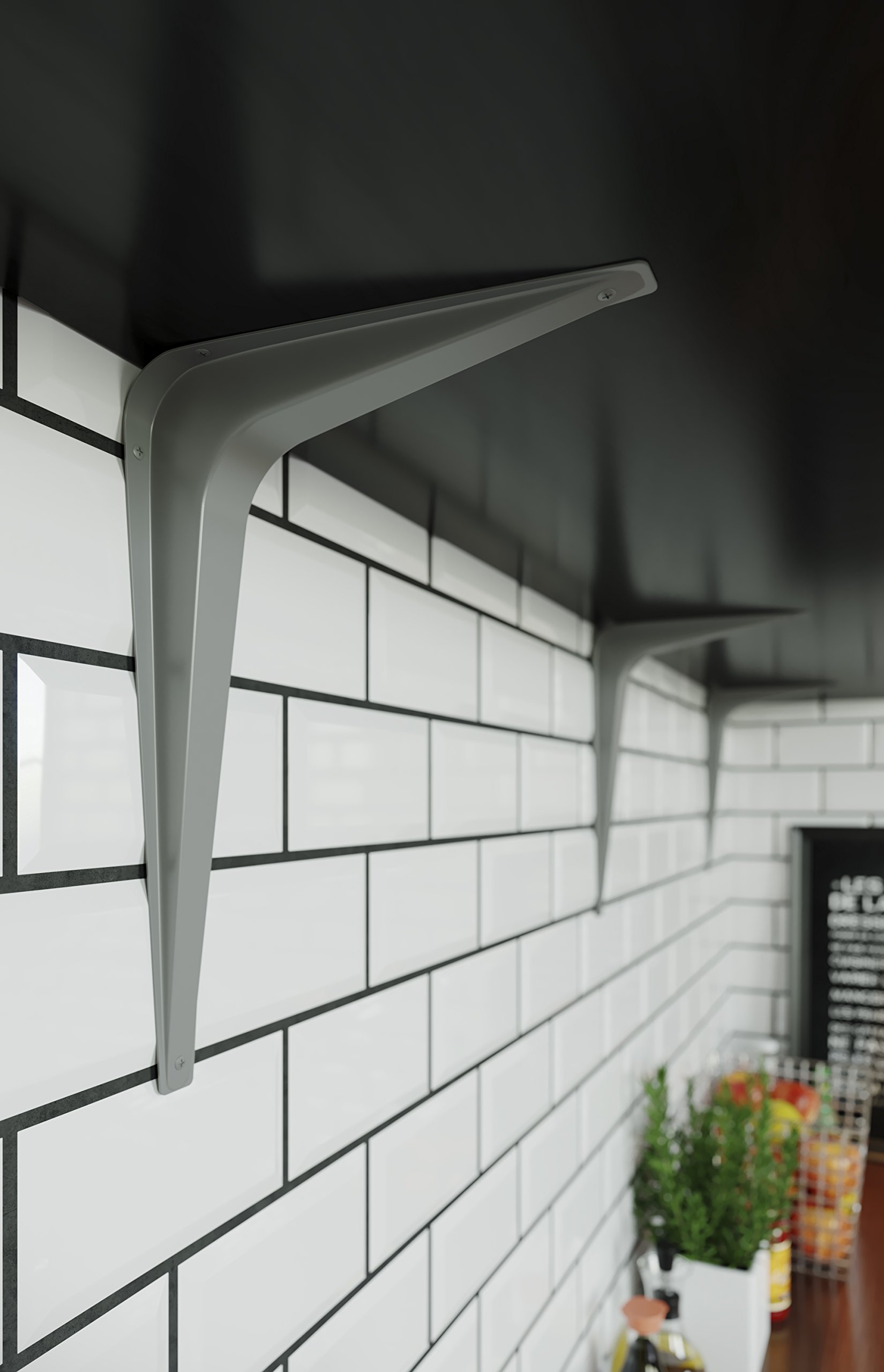 National Hardware Stanley Baked Enamel Gray Color Utility Shelf Brackets NM17 (8"X10" NM171074)