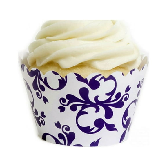 Dress My Cupcake Royal Purple Filigree Cupcake Wrappers, Set of 12