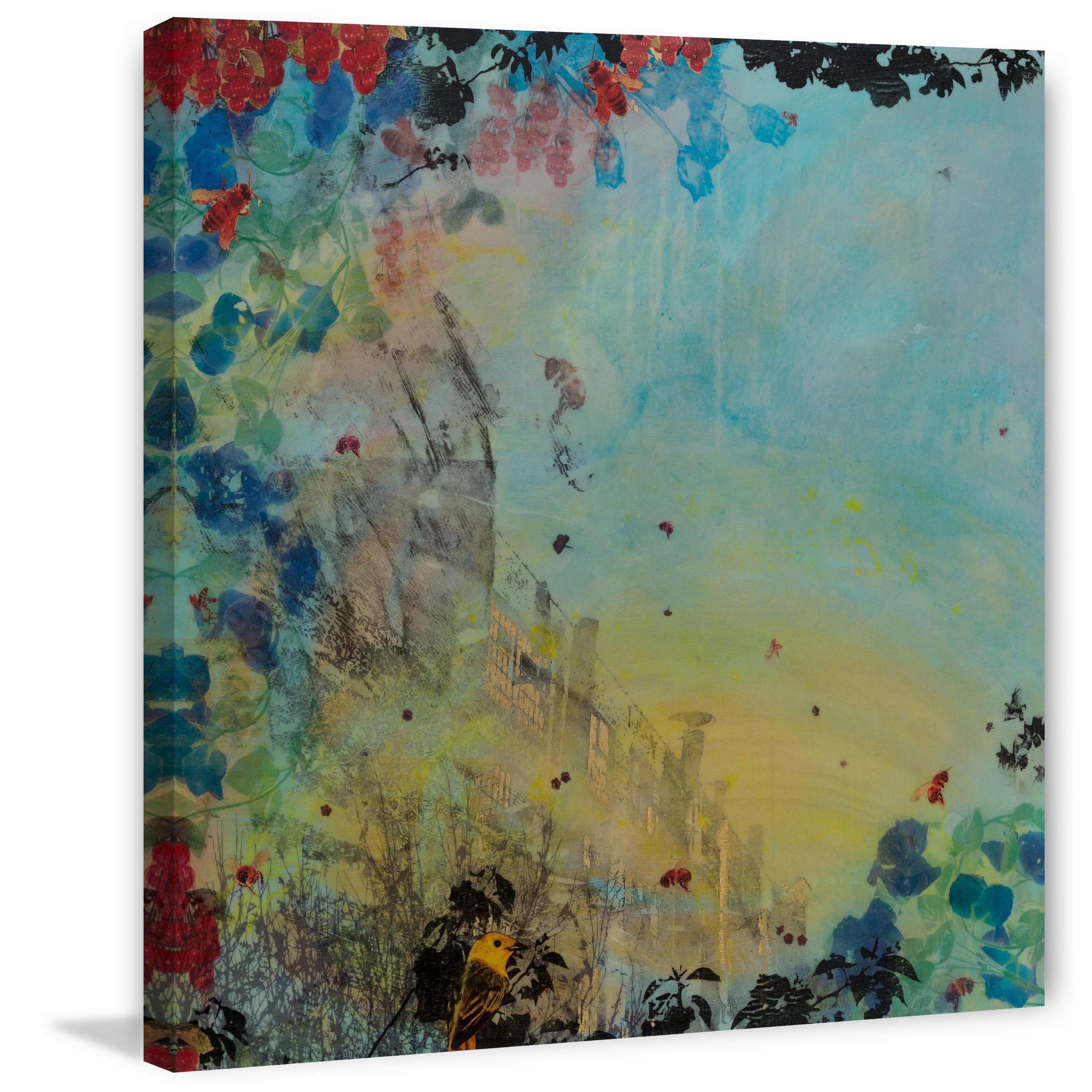 "Foraging Bees" Painting Print on Wrapped Canvas
