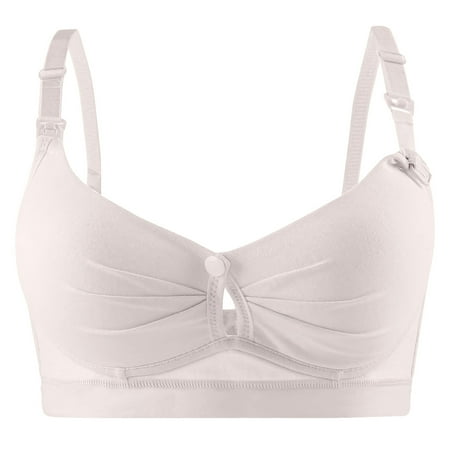Virmaxy Womens Nursing Bras Stylish Gathering Pregnant Underwear During Pregnancy Front Button Feeding Thin Style Breastfeeding Bra Nursing Bras for Breastfeeding and Breast Pumping Beige-A 34