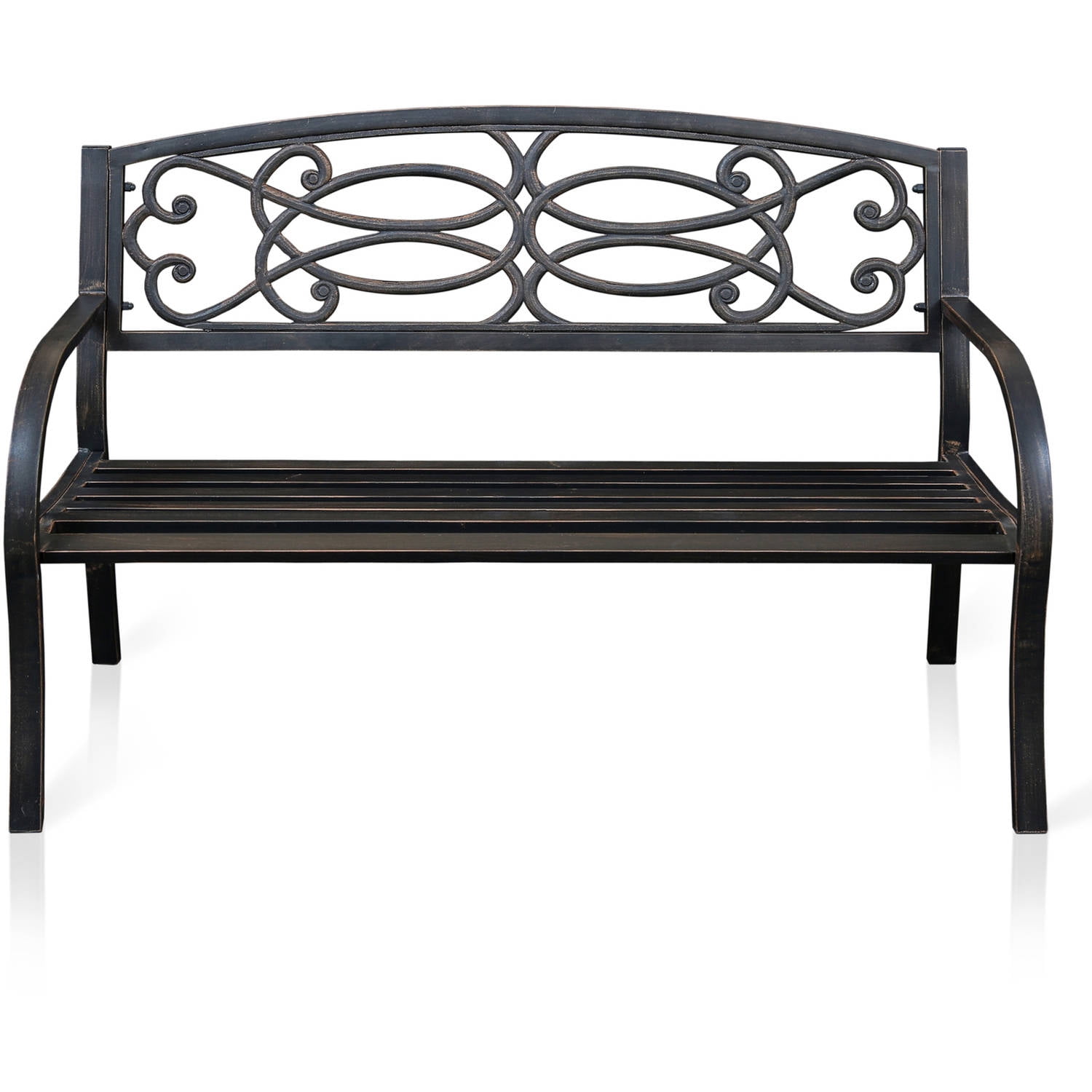 Furniture of America Amie Outdoor Metal Bench, Black