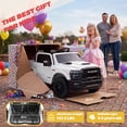 thumbnail image 3 of 24V Licensed RAM 2500 Rebel Kids Ride On Truck, 2 Seater Ride On Car with Remote Control, Electric Car for Kids with Bed Storage, Safety Belt & Music - White, 3 of 6