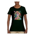 thumbnail image 2 of Wild Bobby Rainbow Painted Mother Mary Dean Russo Design Inspirational/Christian Women Graphic Tee, Forest Green, Small, 2 of 6
