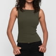 thumbnail image 4 of Womens Boat Neck Tank Tops Sleeveless Slim Fit Shirts Summer Going Out Y2K Fashion Clothes Army Green XL, 4 of 8