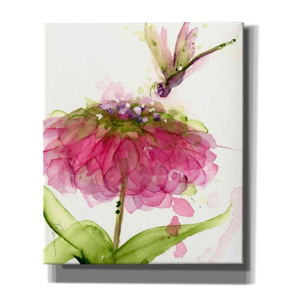 Epic Graffiti 'Dragonfly and Zinnia' by Dawn Derman, Giclee Canvas Wall Art, 20"x24"