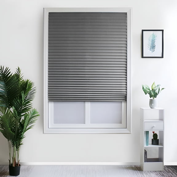 LAMIRO Solid Color Pleated Window Paper Shades Room Darkening Blinds 35.4