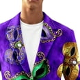 thumbnail image 5 of YOIAVAIOY Mardi Gras Blazer for Men Corduroy Holiday Funny Printed Suit Jackets Carnival Party Formal Office Blazers with Pocket Purple S, 5 of 5