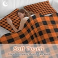 thumbnail image 4 of 3 Piece Farm Buffalo Plaid Duvet Cover Set California King, Microfiber Comforter/Quilt Cover with Corner Ties and 2 Pillowcases, Orange Black Checkered All Season Soft Bedding with Zipper Closure, 4 of 8