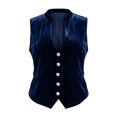 thumbnail image 6 of Yigetop Women Sleeveless Waistcoat Vest Deep V Neck Button Front Ruched Slim Corset Style Cropped Tank Top Soft Comfy Navy 3XL, 6 of 6