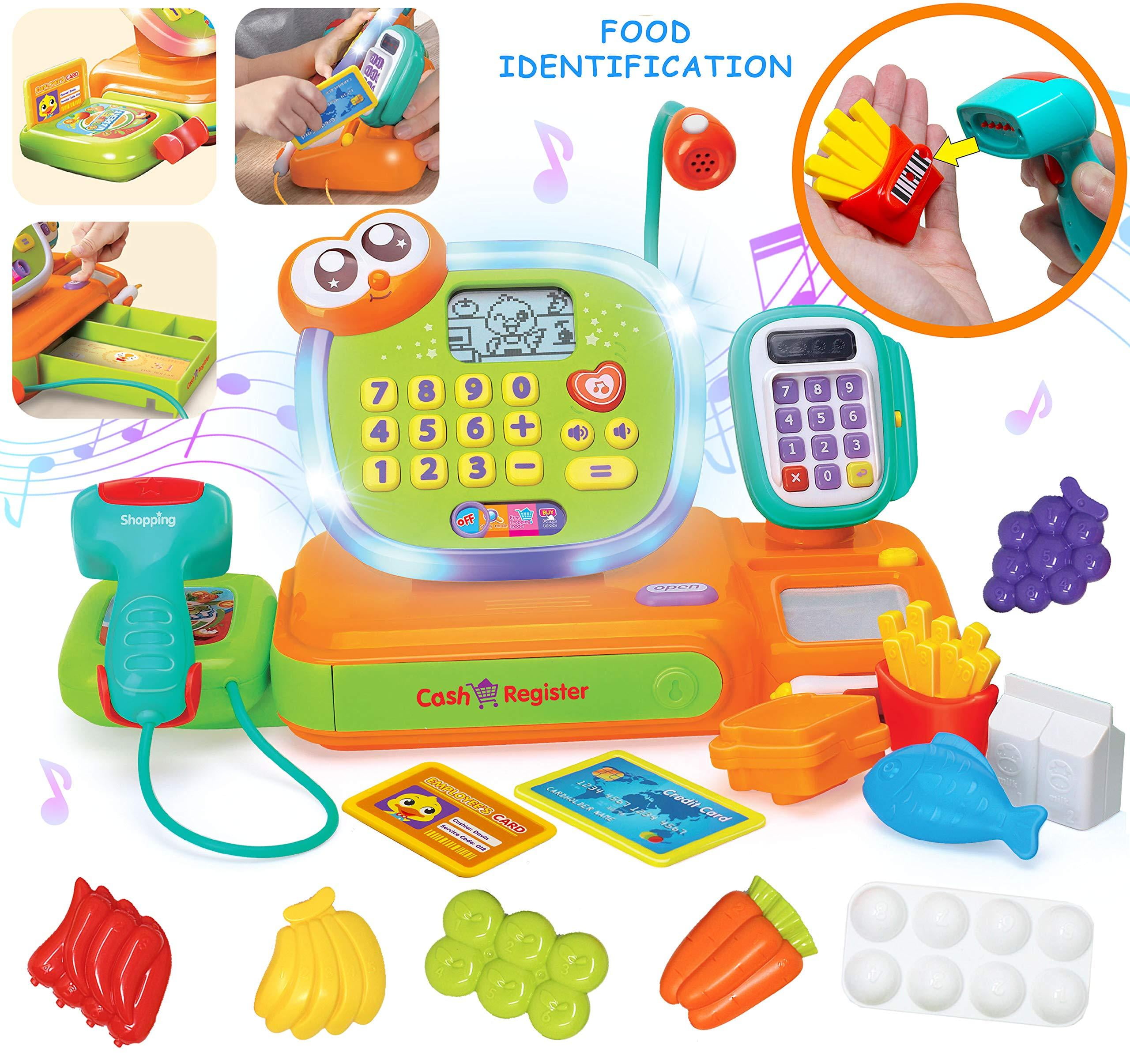 JOYIN Smart Cash Register Pretend Play Cashier with Scanner, Microphone