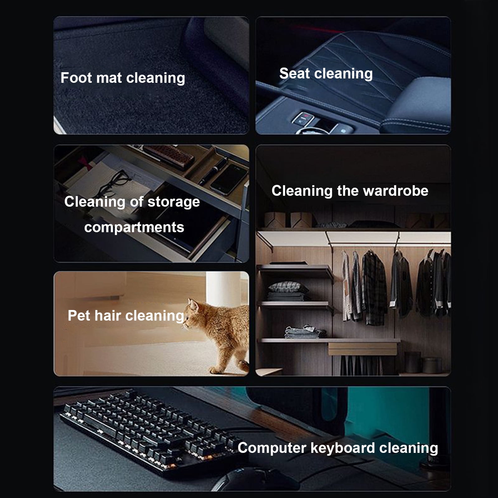 Car Vacuum Cleaner,Wireless Handheld 20KPA Strong Suction Blower,1200mAh Rechargeable Cordless Multi Nozzle Detachable Filter Dust Debris Pet Hair Mud Stain Remover Portable Interior Clean Tool