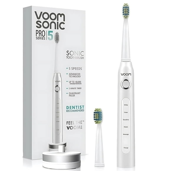 Voom Sonic Pro 5 Electric Toothbrush for Adults - Ultrasonic Electric Toothbrushes with Replacment Brush Head, Dentist Recommended Power Sonic Toothbrush with 5 Modes