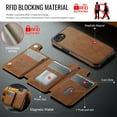 thumbnail image 6 of For iPhone 16e PU Leather Wallet Phone Case,Compatible with Mag-Safe,Magnetic Detachable Card Holder,Back Flip Kickstand,2-in-1 Heavy Duty Shockproof RFID Blocking Phone Case,Brown, 6 of 10