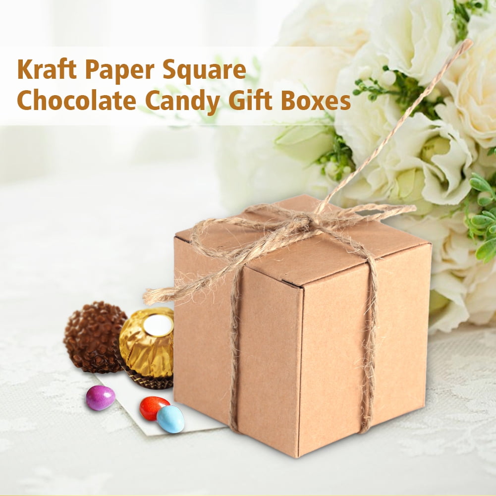 Download Mgaxyff Kraft Paper Box,50PCS Brown Kraft Paper Square Wedding Favor Candy Chocolate Gift Party ...