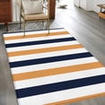 thumbnail image 3 of Orange Navy Blue Striped Washable Area Rugs 2.7'x5', Modern Low Pile Throw Living Room Rug Non-Slip Sturdy Edge Binding Carpet for Indoor Entryway Bedside Kitchen, 3 of 9